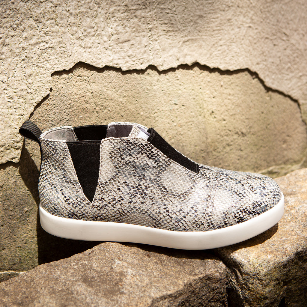 Parker Grey Snake slip-on bootie on the Comfort Athleisure outsole, a fashionable choice for your outfit of the day. PAR-7915_S1X