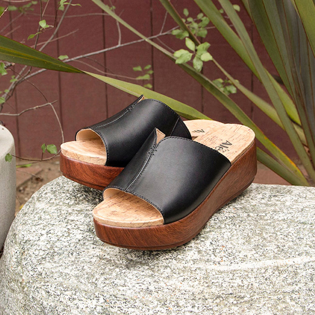 Triniti Black Butter slide sandal on comfort flatform outsole- TRI-641_S2