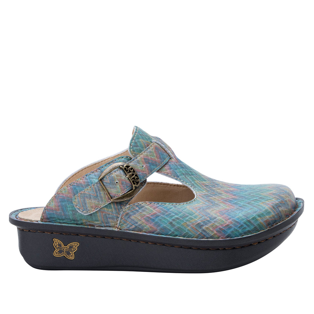 Classic Woven Wonder leather open back clog on classic rocker outsole - ALG-7519_S3