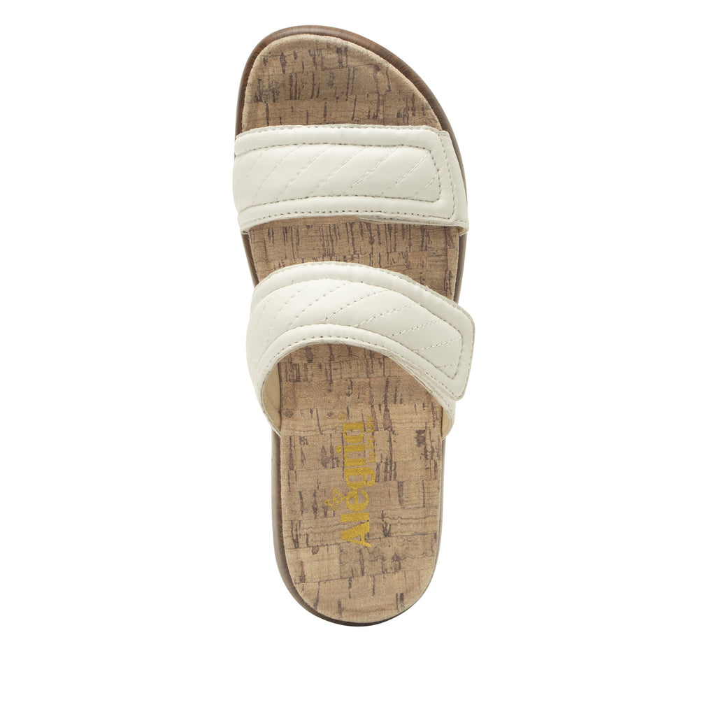 Brayah White adjustable sandal with non-flexing sleek rocker bottom with built in arch support  - BRA-7439_S5