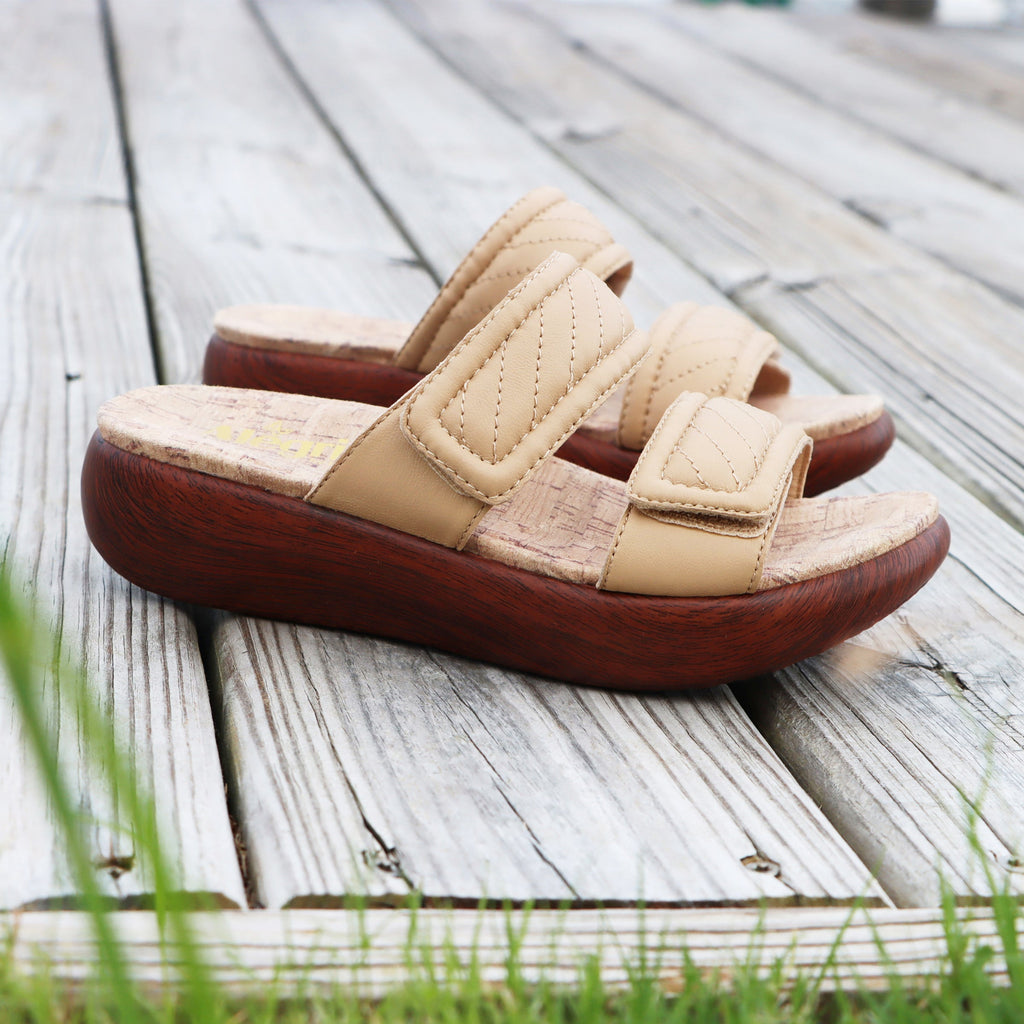 Brayah Latte adjustable sandal with non-flexing sleek rocker bottom with built in arch support  - BRA-7460_S2