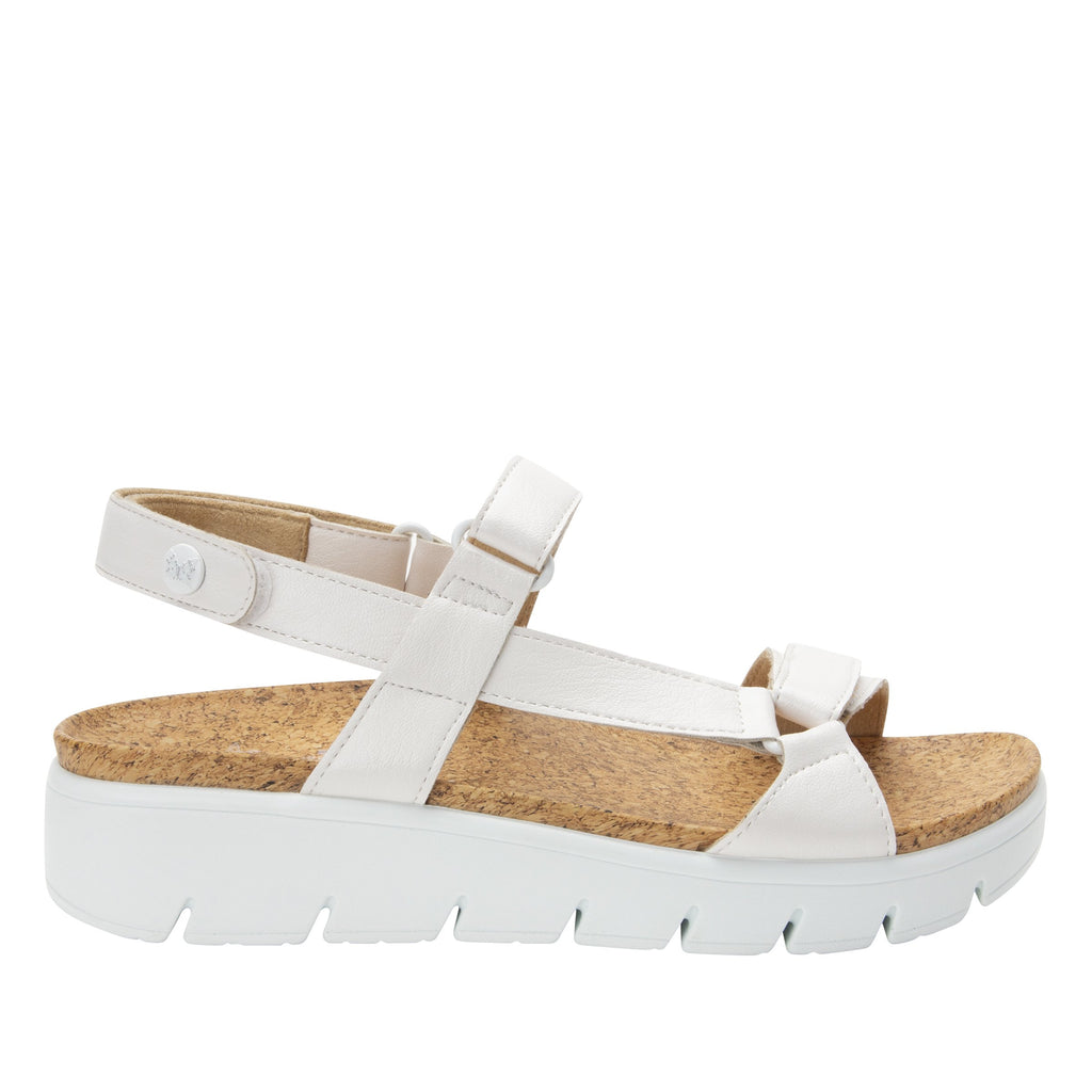 Henna White strappy sandal on heritage outsole with cork printed footbed- HEN-600_S2