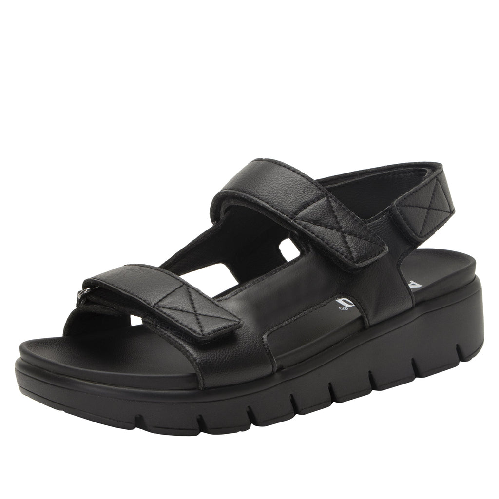 Henlee Black strappy sandal on a heritage outsole- HLE-7438_S1