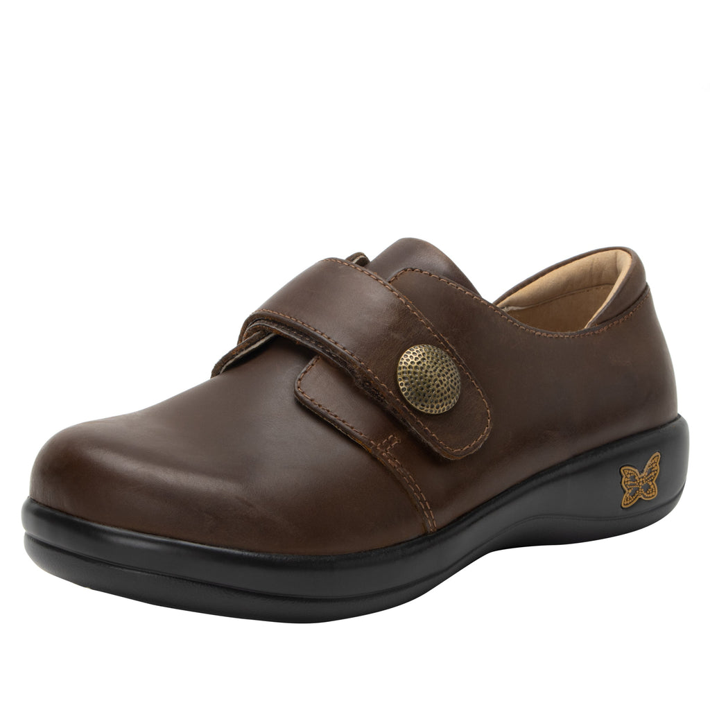 Joleen Oiled Brown Professional Shoe with adjustable strap closure on the career casual outsole - JOL-7412_S1