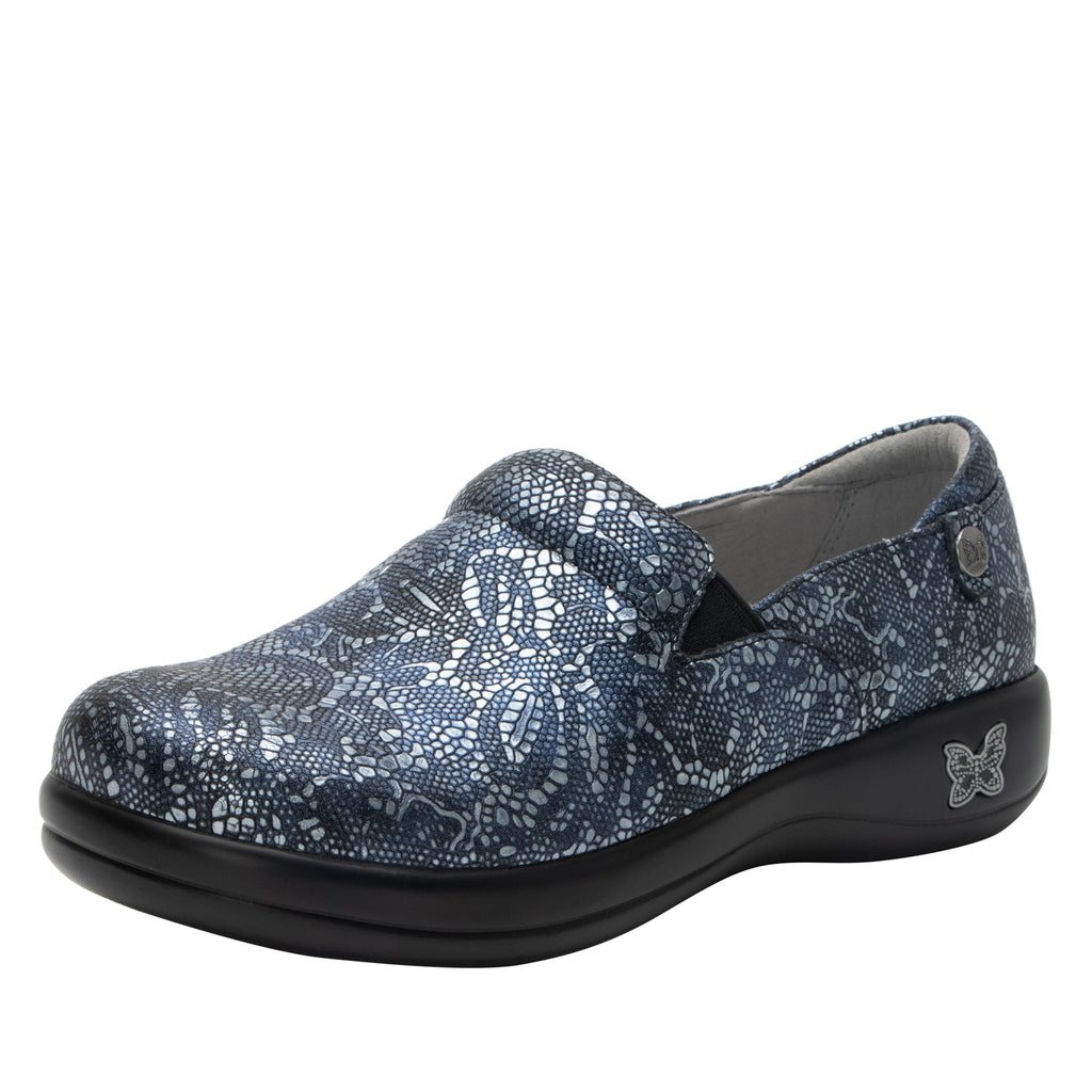 Keli Pewter Lace professional slip on style shoe on a career casual outsole - KEL-7469_S1