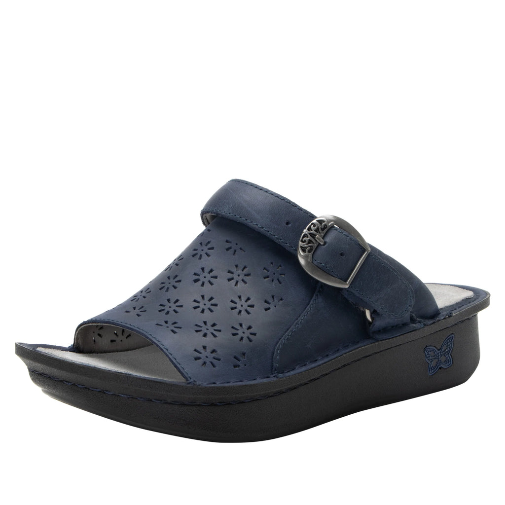 Klover Oiled Navy sandal with convertible swivel strap on classic rocker outsole- KLO-7402_S1