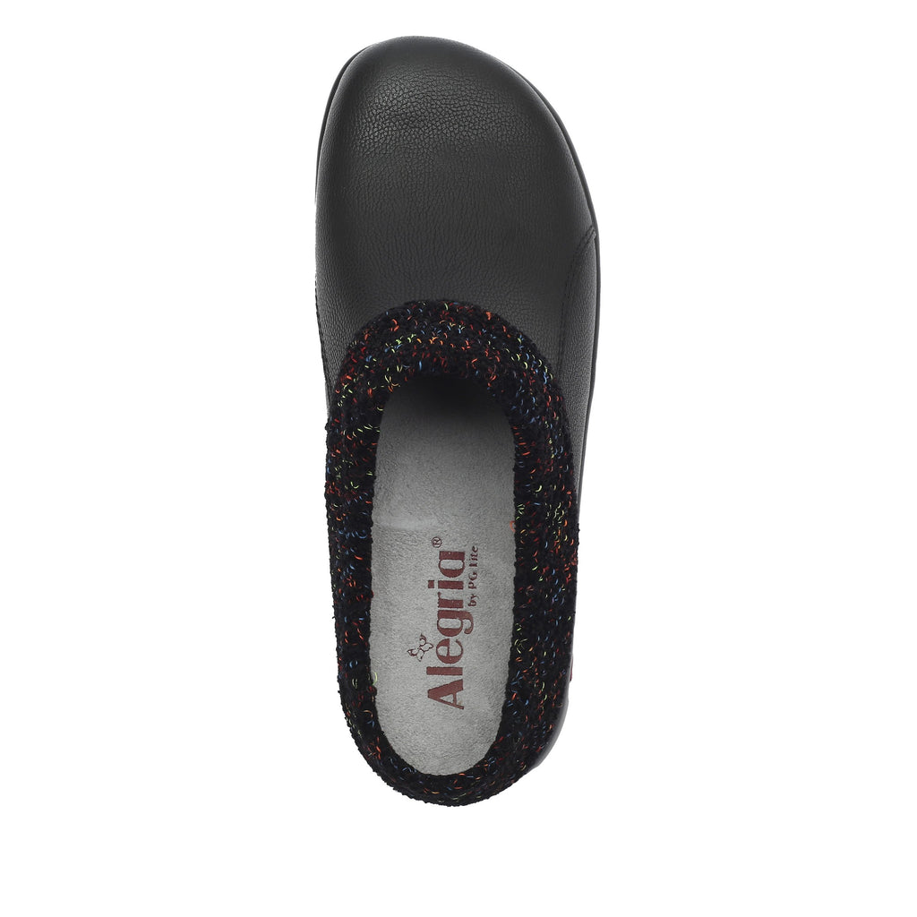 Kyah Black clog on career casual outsole, warm linings and knitted contrast collar for additional warmth - KYA-7630-S5