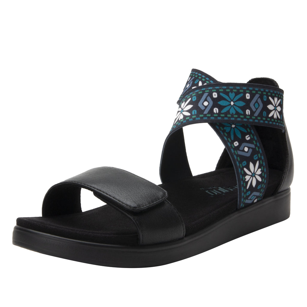 Lucia Aqua Comfort Flat sandal with criss cross elastic ankle strap and featherweight slip-resistance - LUC-7765_S1