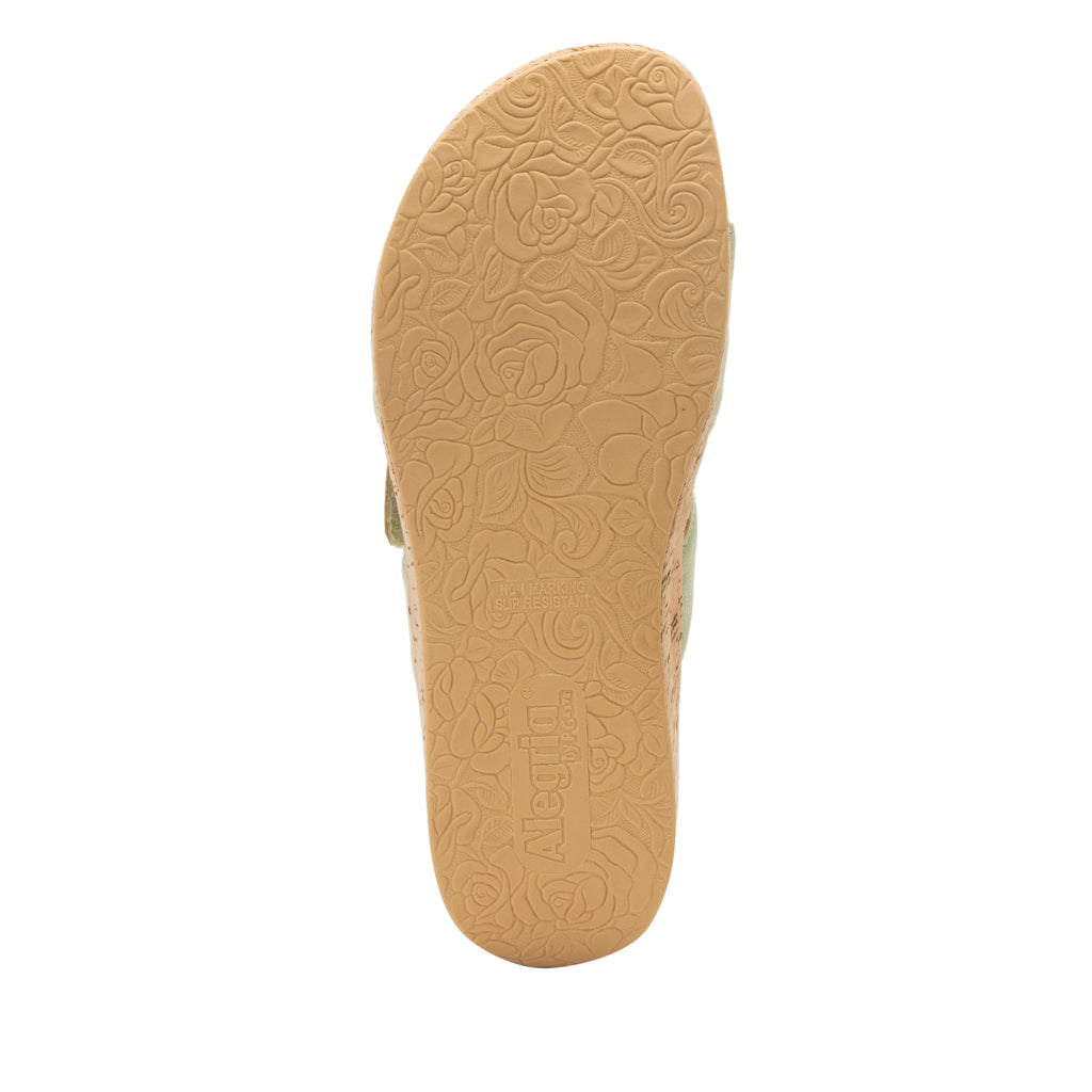 Mena Sea Foam sandal with adjustable closures on a mini cork wedge rocker outsole- MEN-7440_S5
