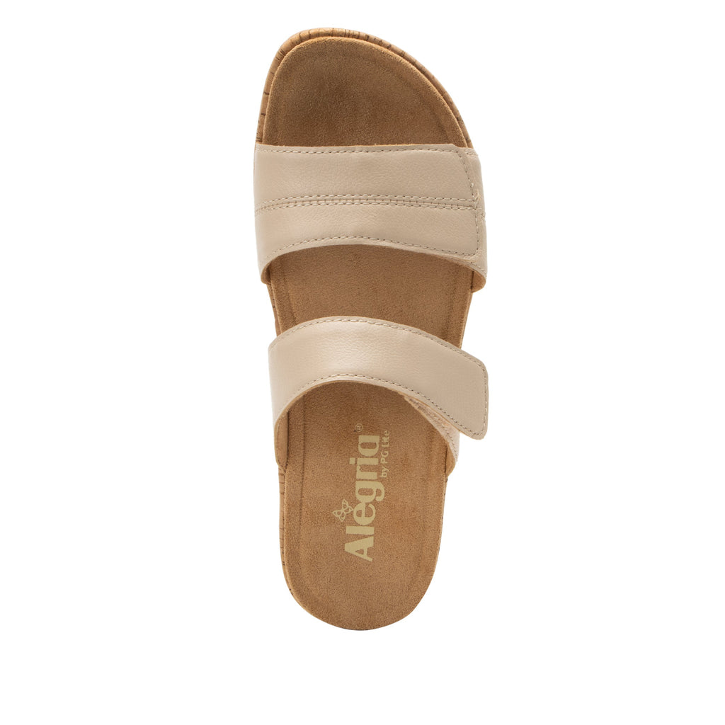 Mena Ivory Mist sandal with adjustable closures on a mini cork wedge rocker outsole- MEN-7442_S4