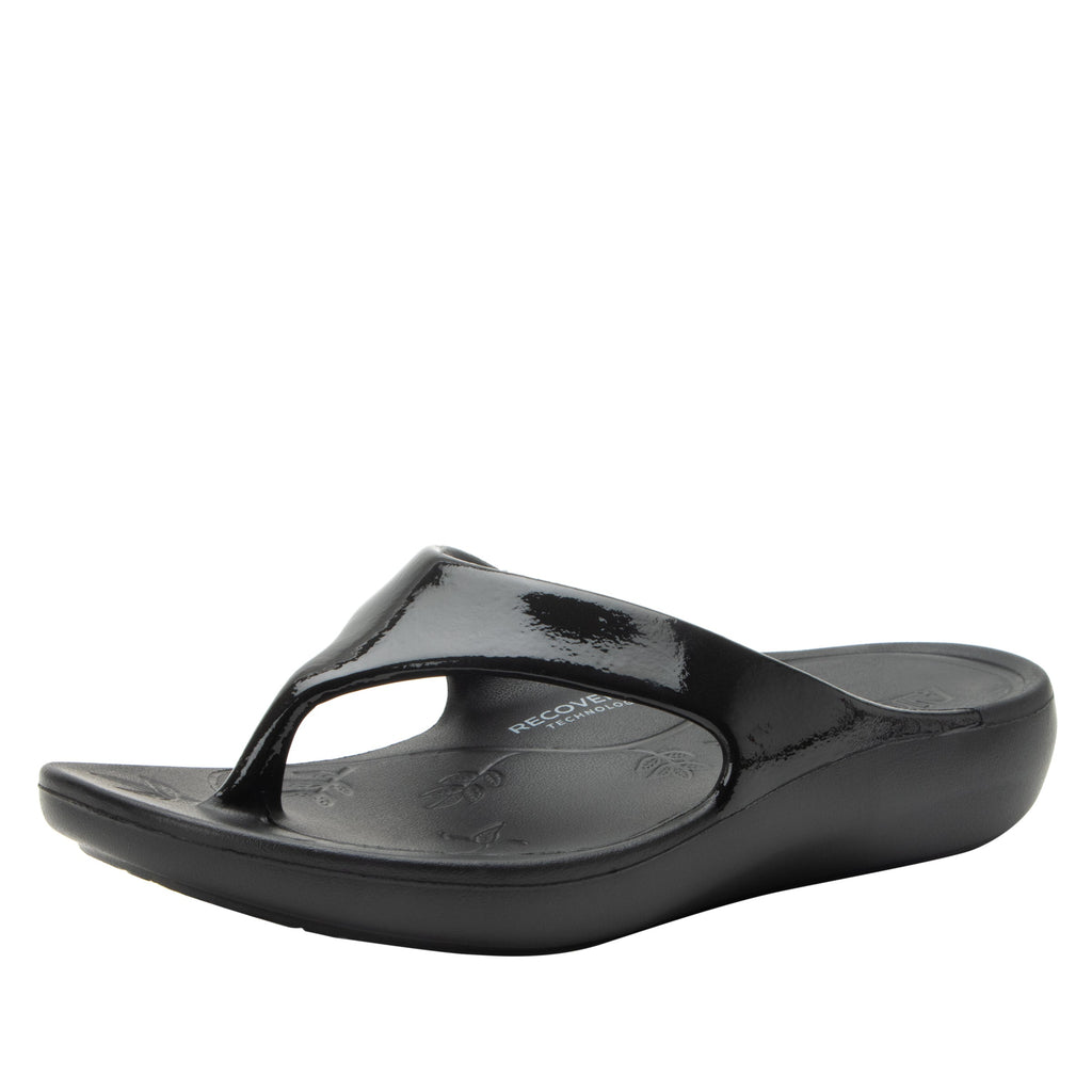 Ode Black Gloss EVA flip-flop sandal on recovery rocker outsole - ODE-7441_S1