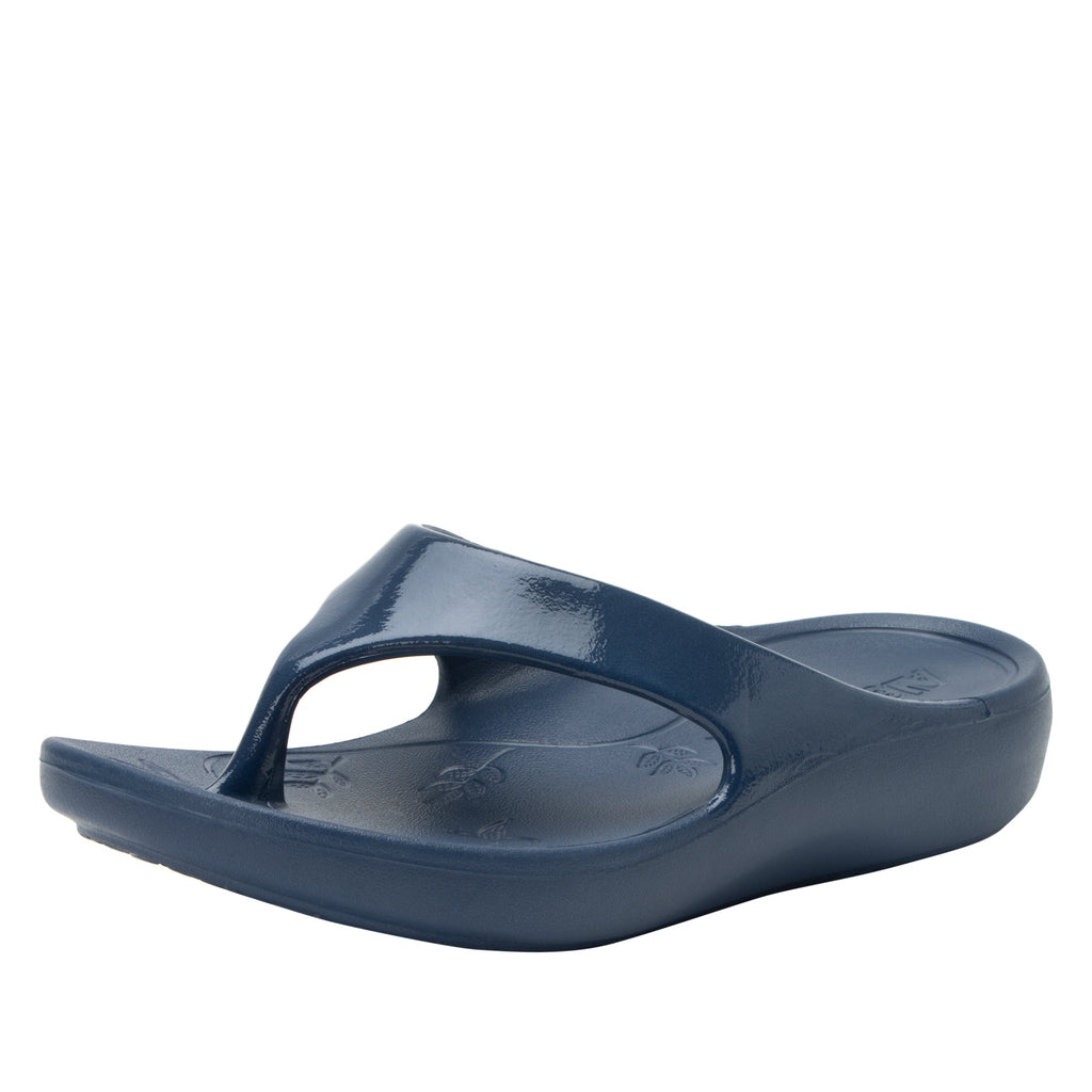 Ode Navy Gloss EVA flip-flop sandal on recovery rocker outsole - ODE-7448_S1