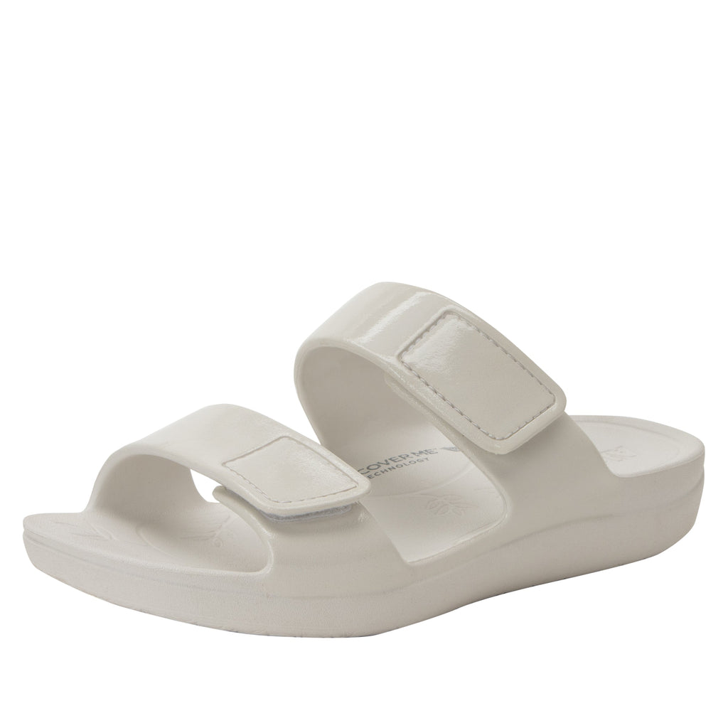 Orbyt White Gloss EVA slide sandal on recovery rocker outsole - ORB-7439_S1