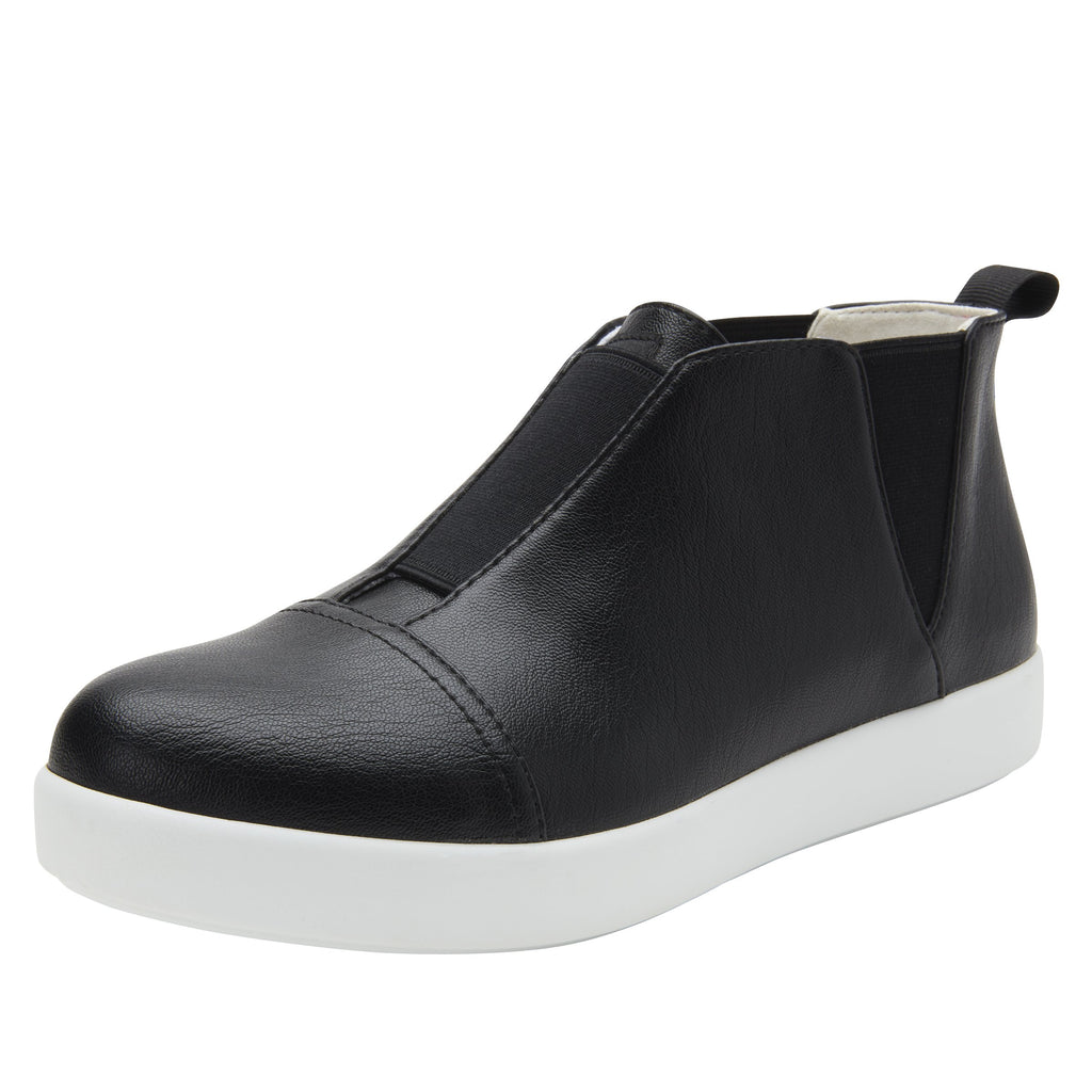 Parker Black Nappa slip-on bootie on the Comfort Athleisure outsole, a fashionable choice for your outfit of the day.  PAR-601_S1