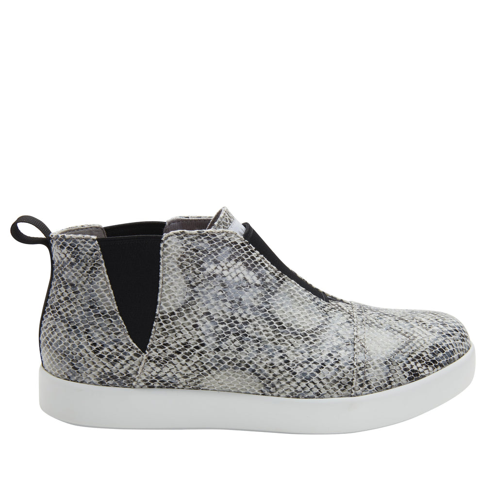 Parker Grey Snake slip-on bootie on the Comfort Athleisure outsole, a fashionable choice for your outfit of the day.  PAR-7915_S2