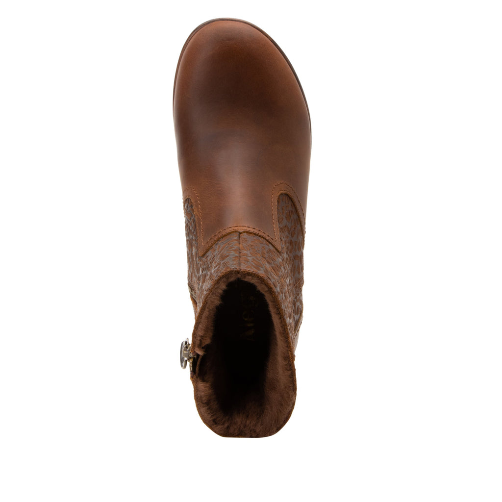 Scarlett Tawny Boot with a sherpa lining on a wood look wedge outsole - SCA-644_S5