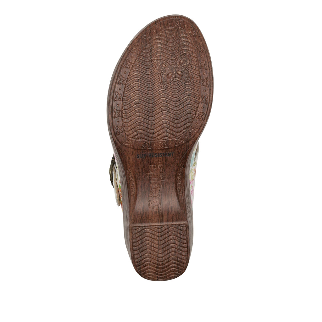 Selina Prime Time buckle clog on a wood look wedge outsole - SEL-7503_S6