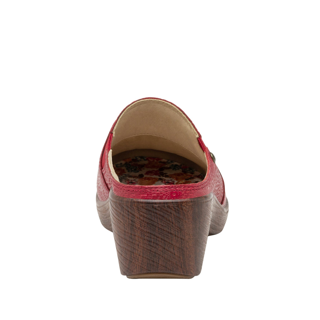 Serenity Roman Candle Coral clog on a wood look wedge outsole - SER-7530_S4