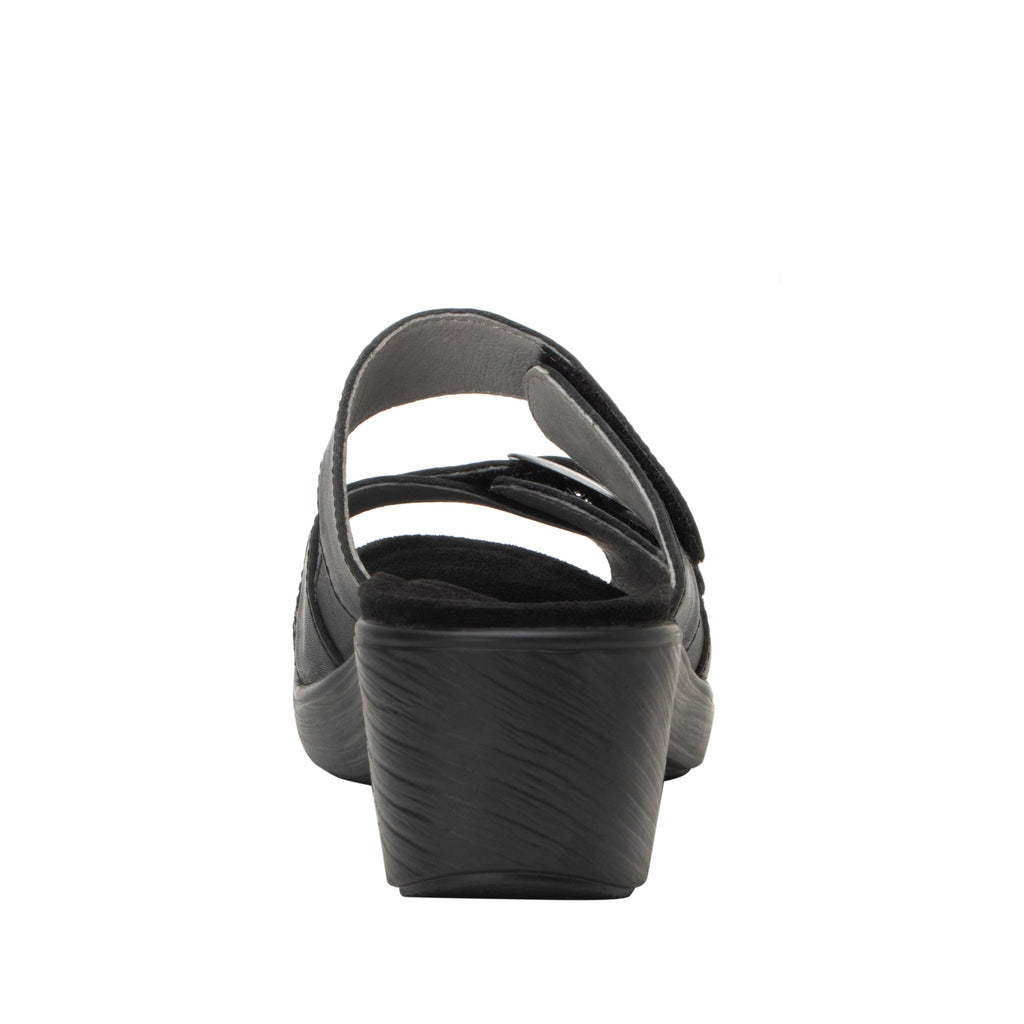 Sierra Coal two-strap adjustable hook and loop sandal on a wood look wedge outsole - SIE-7406_S4