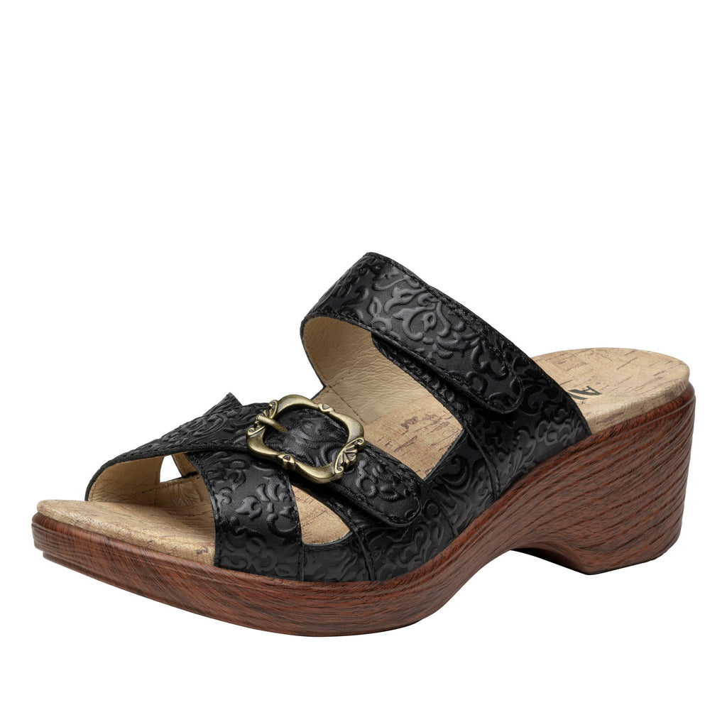 Sierra Go For Baroque two-strap adjustable hook and loop sandal on a wood look wedge outsole - SIE-7507_S1