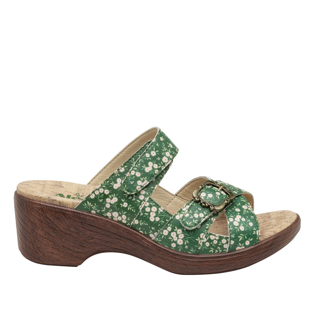Sierra Green Acres two-strap adjustable hook and loop sandal on a wood look wedge outsole - SIE-7531_S3