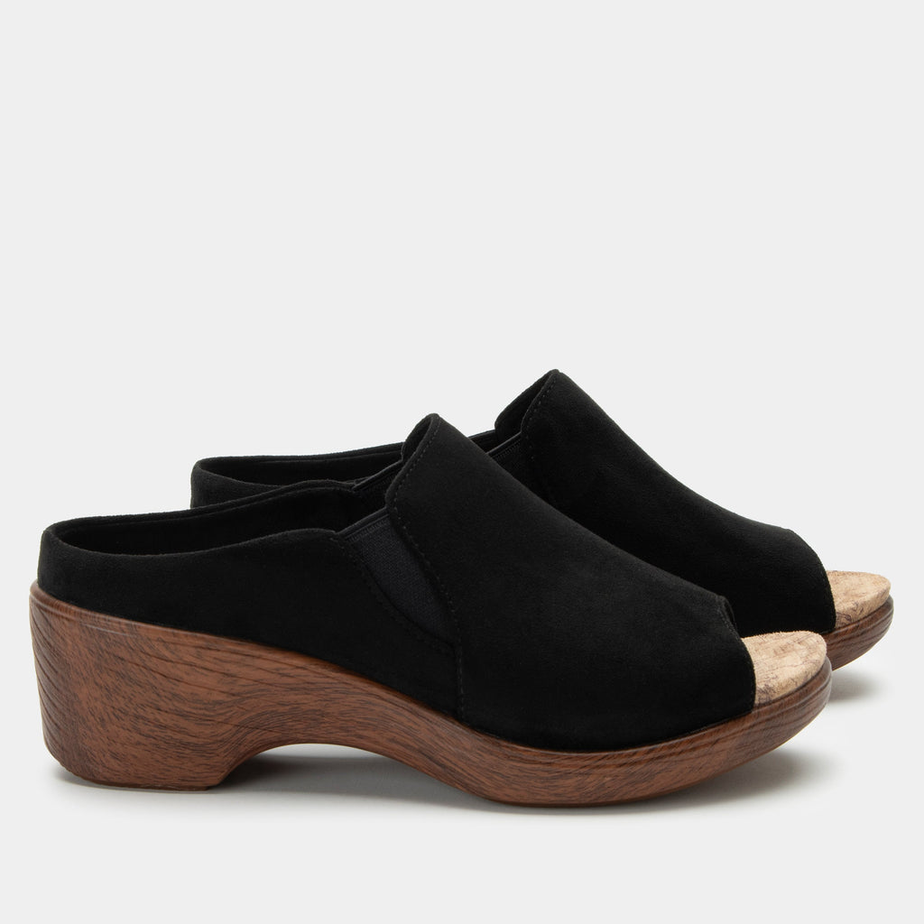 Shilaine Stretch Black Sandal | Alegria Shoes