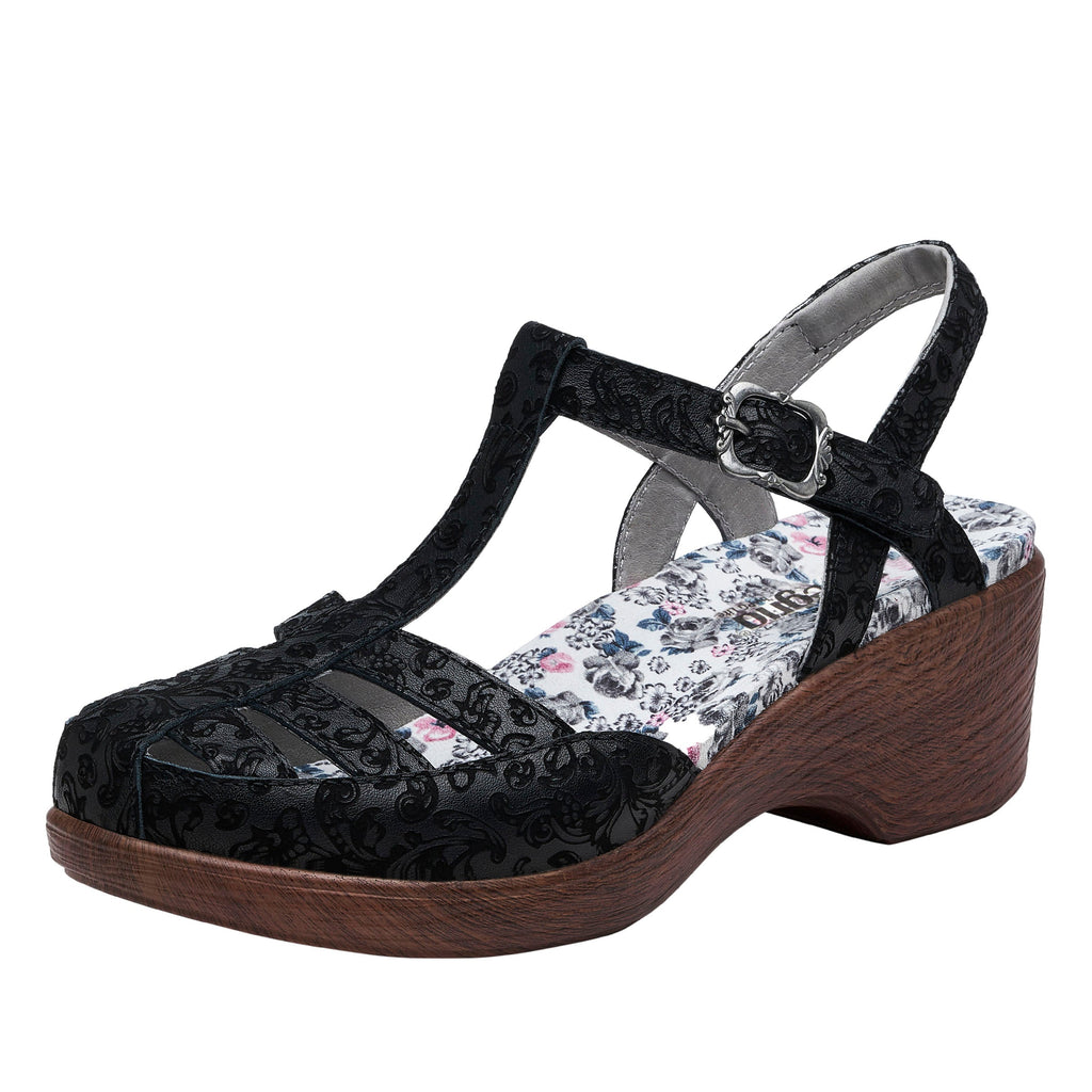 Summer Ivalace t-strap shoe on a wood look wedge outsole - SUM-7515_S1