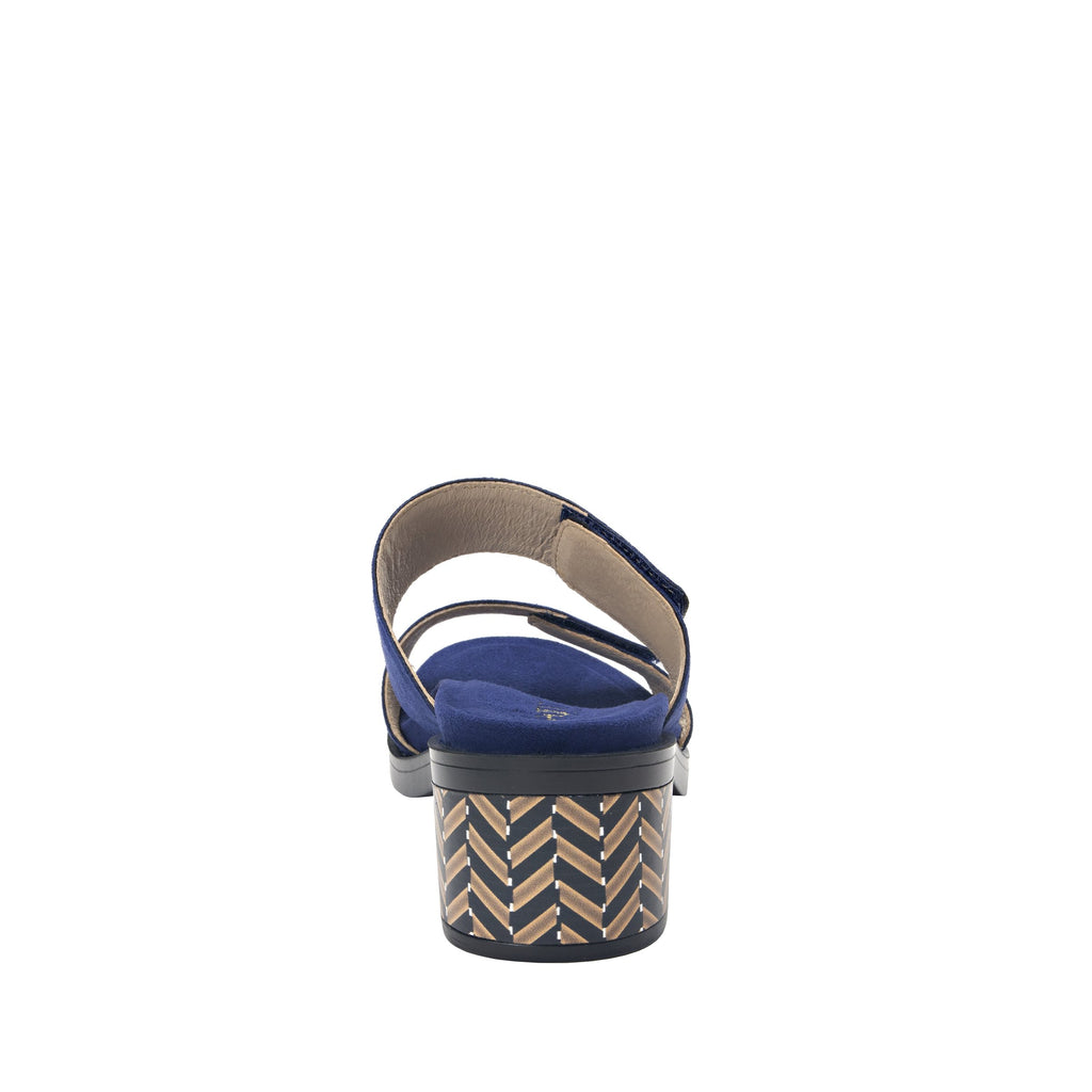 Tia Sapphire adjustable strap slip on sandal with printed leather wrapped comfort block heel outsole- TIA-603_S4