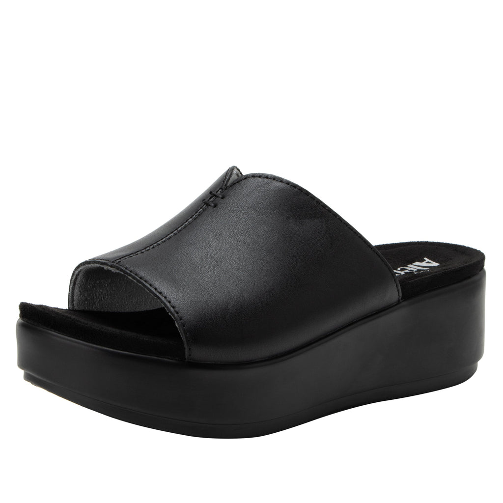 Triniti Coal slide sandal on comfort flatform outsole- TRI-7406_S1
