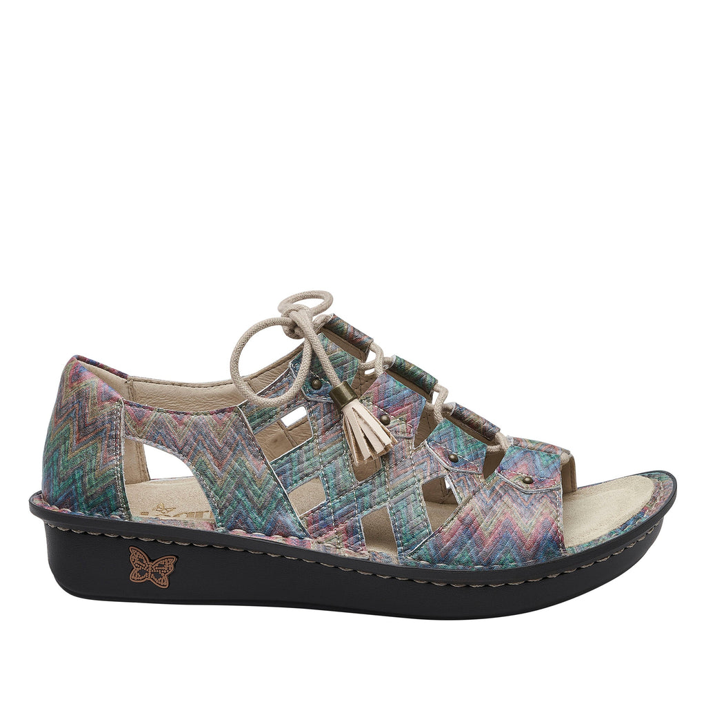 Valerie Woven Wonder Sandal with adjustable laceup on mini outsole - VAL-7519_S3