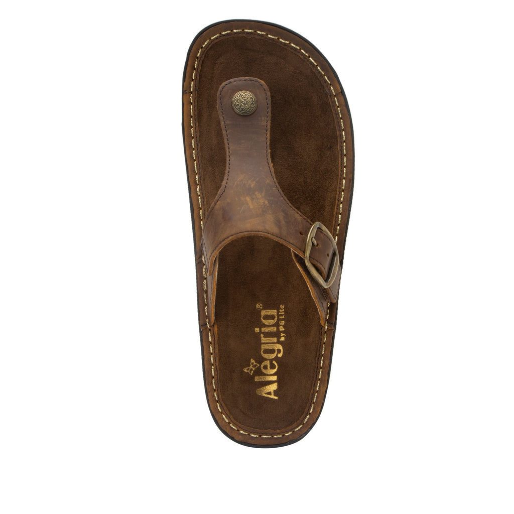 Vella Oiled Brown flip-flop sandal on a mini outsole - VEL-7412_S5