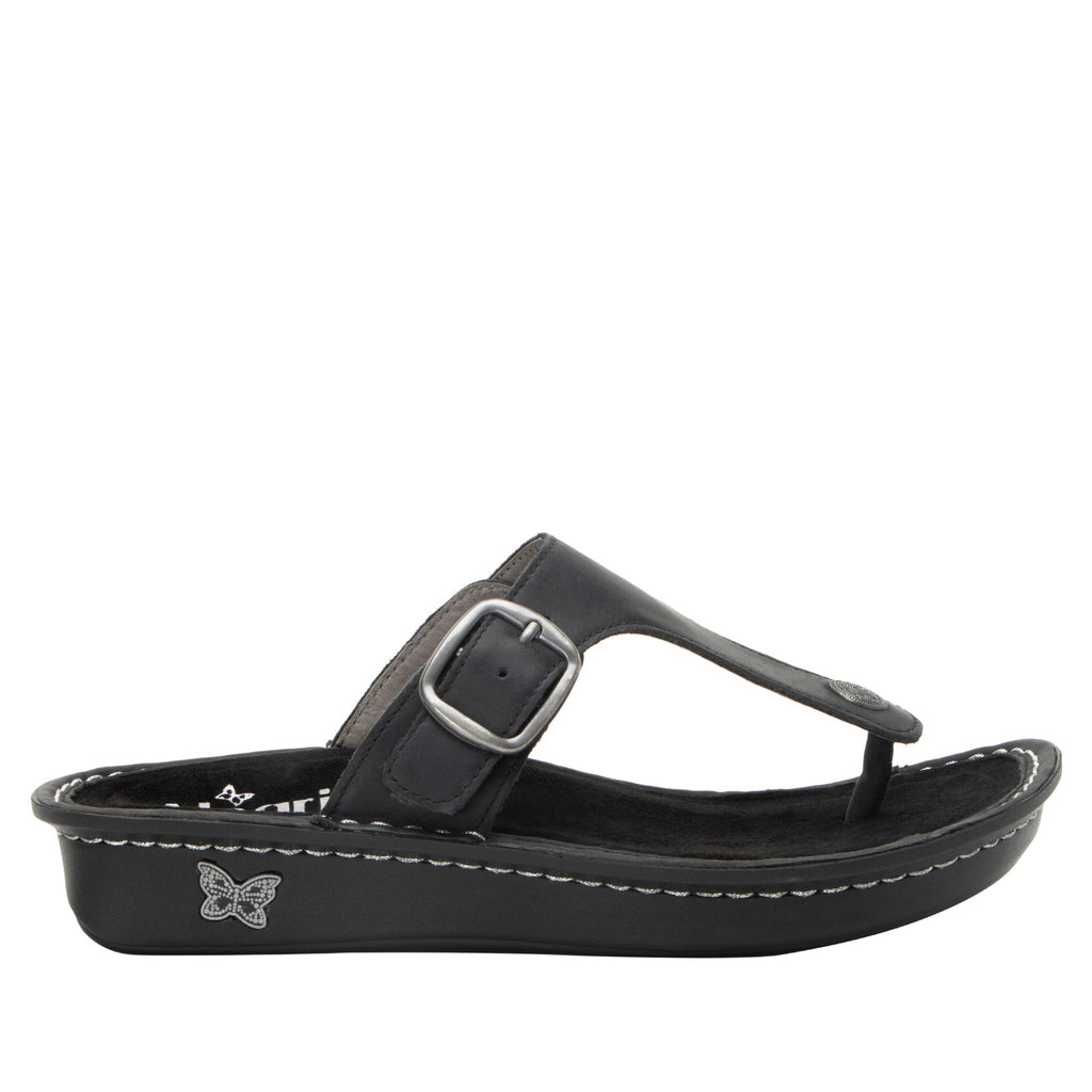 Vella Oiled Black flip-flop sandal on a mini outsole - VEL-7414_S3