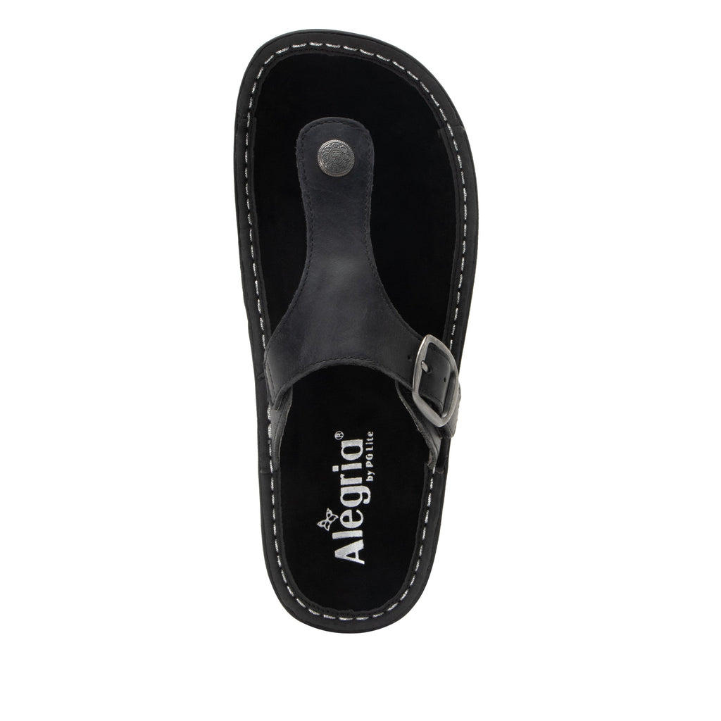 Vella Oiled Black flip-flop sandal on a mini outsole - VEL-7414_S5