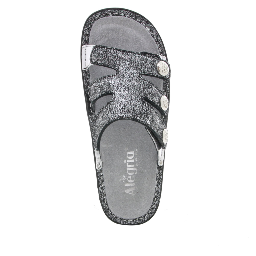 Venice Chirpy Pewter three strap adjustable slide sandal on mini bottom - VEN-900_S4 (1940725596214)