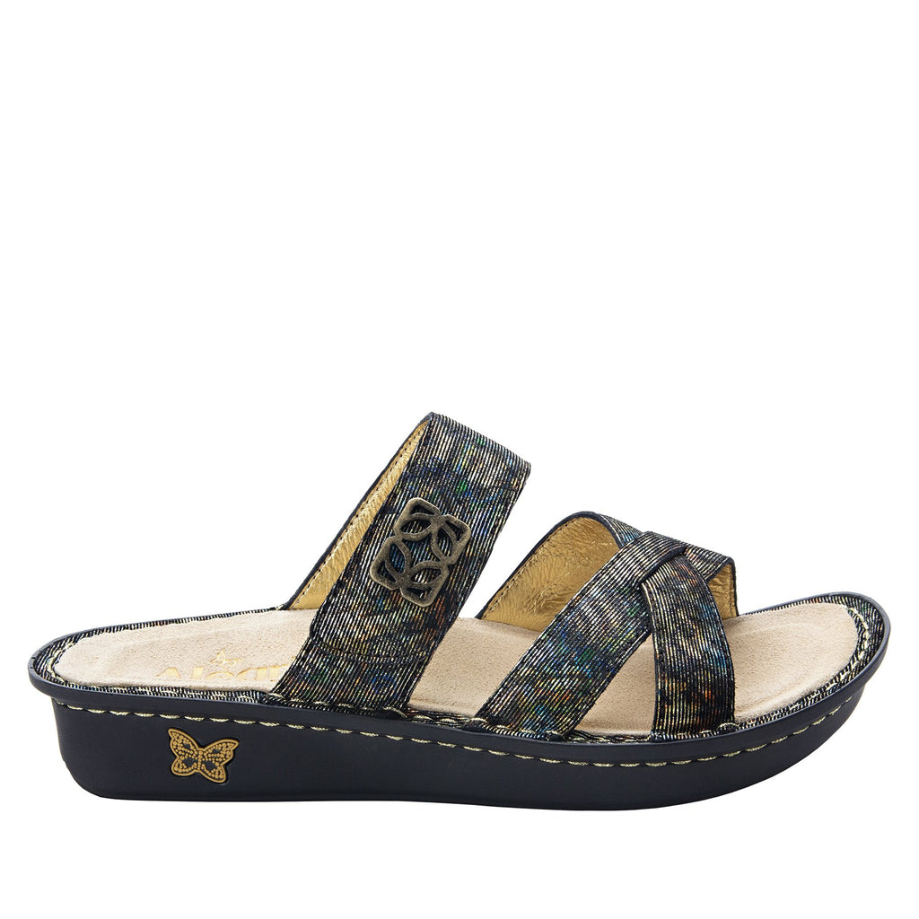 Victoriah Copacetic Copper with crisscross detail and adjustable strap slide on sandal on mini outsole - VIC-126_S2