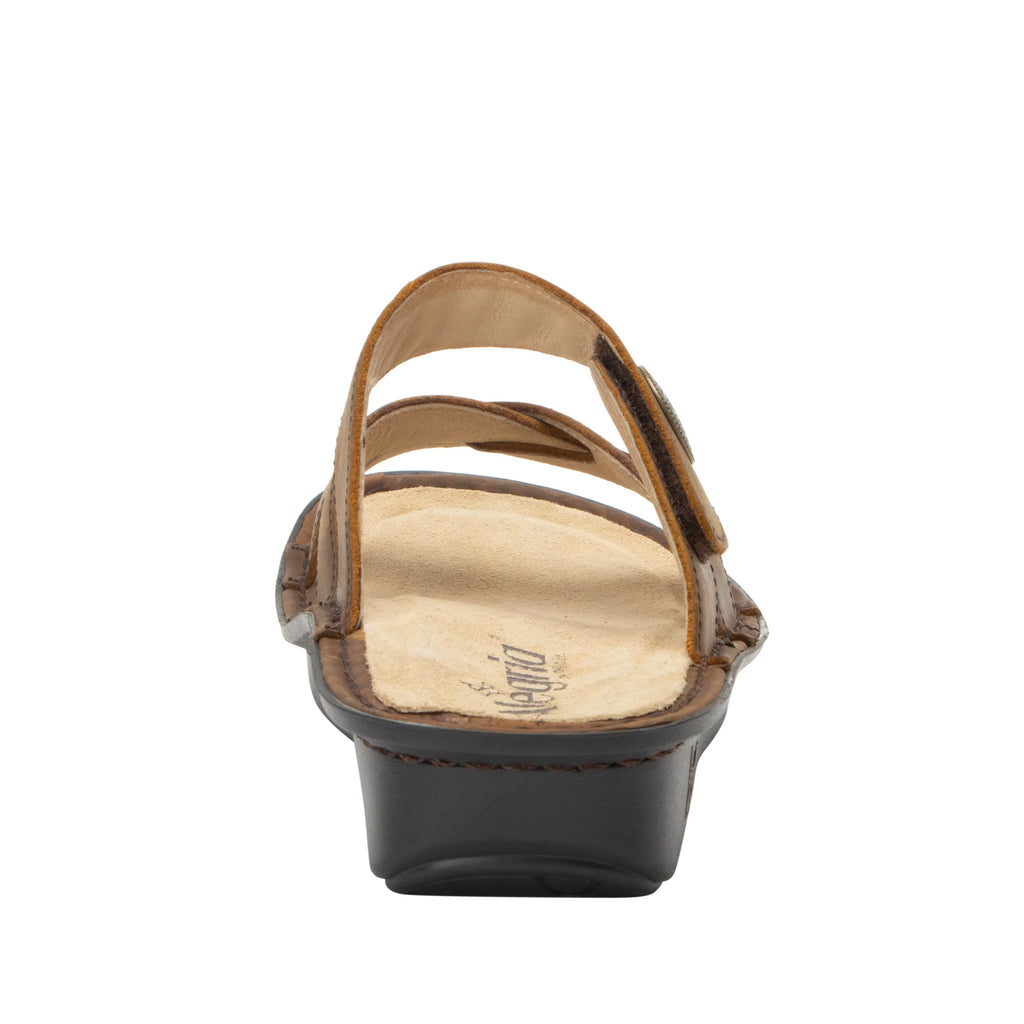 Victoriah Oiled Brown with crisscross detail and adjustable strap slide on sandal on mini outsole - VIC-7412_S4
