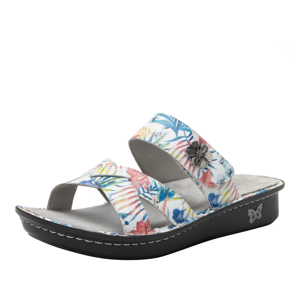 Victoriah Tropic with crisscross detail and adjustable strap slide on sandal on mini outsole - VIC-7415_S1