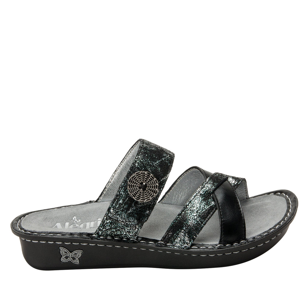 Victoriah Pretty Patina with crisscross detail and adjustable strap slide on sandal on mini outsole - VIC-887_S2 (1940737294390)