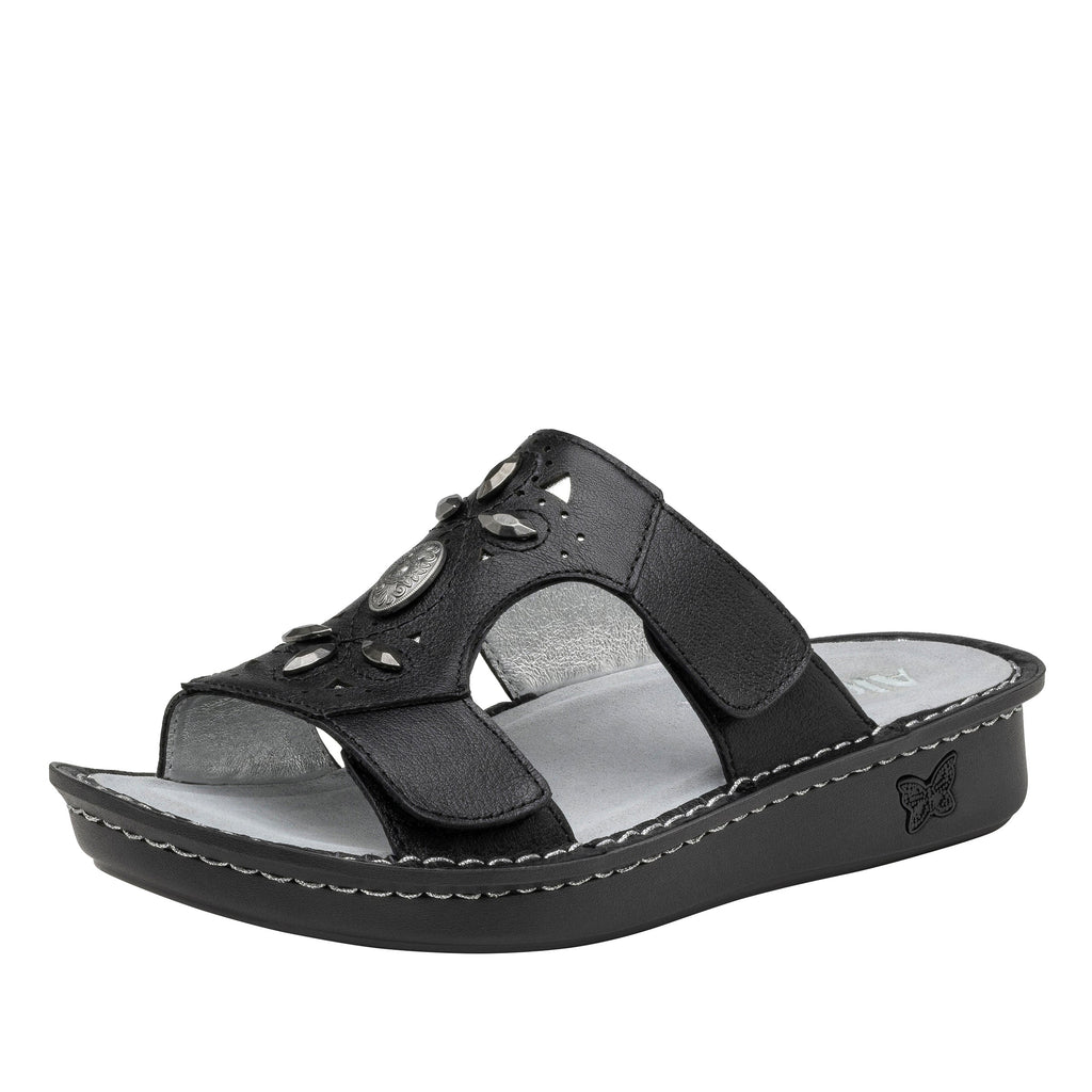 Vanna Black slide sandal with cutout design on mini outsole - VNN-601_S1