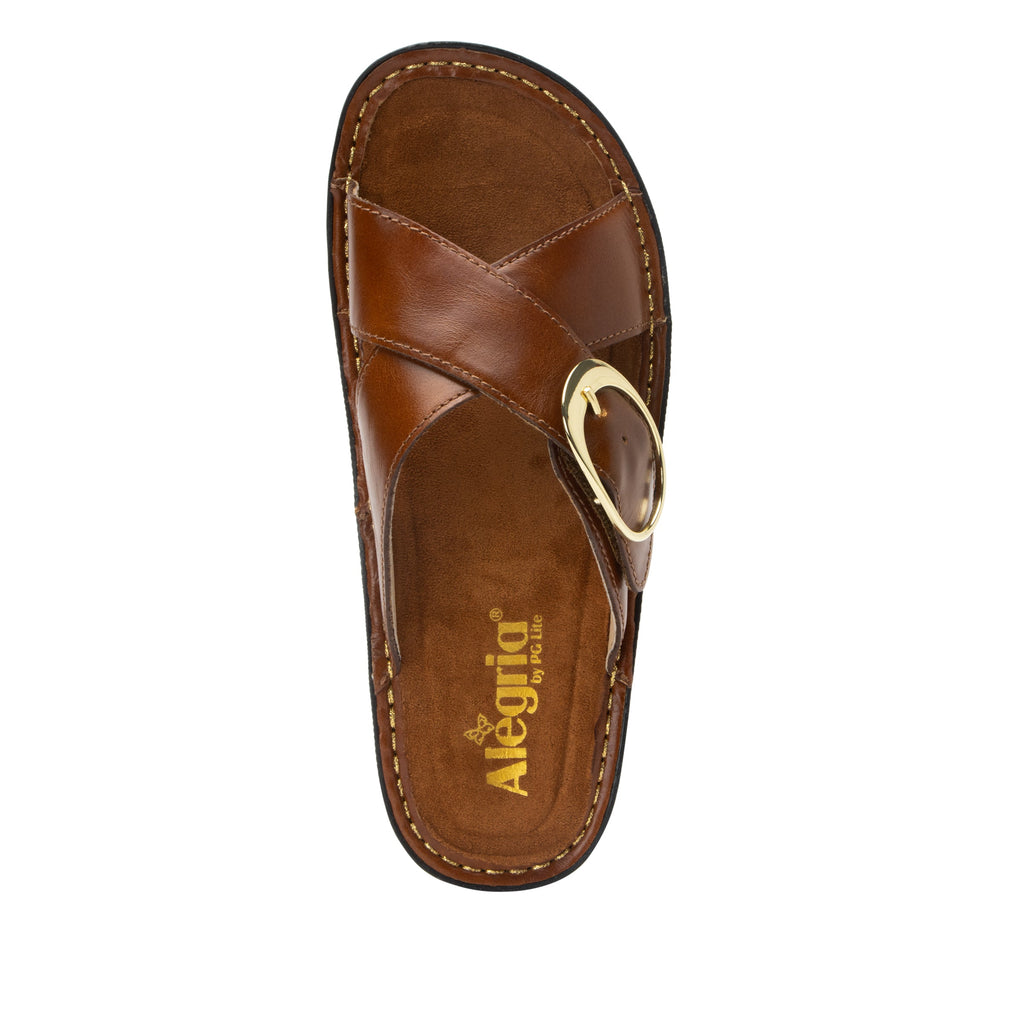 Vanya Luggage slide sandal with cross straps and buckle on a mini outsole - VYA-7773_S5