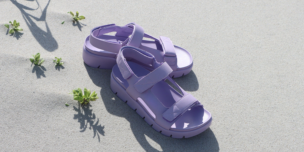 The Henlee Lilac sport sandal on a heritage outsole with three adjustable hook-and-loop straps. HLE-7437 