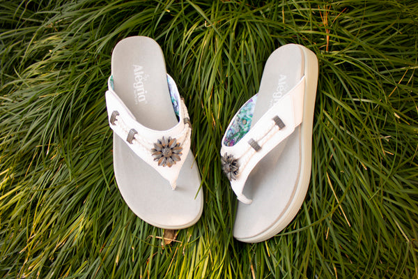 Layah White thong sandal with cute decorative details