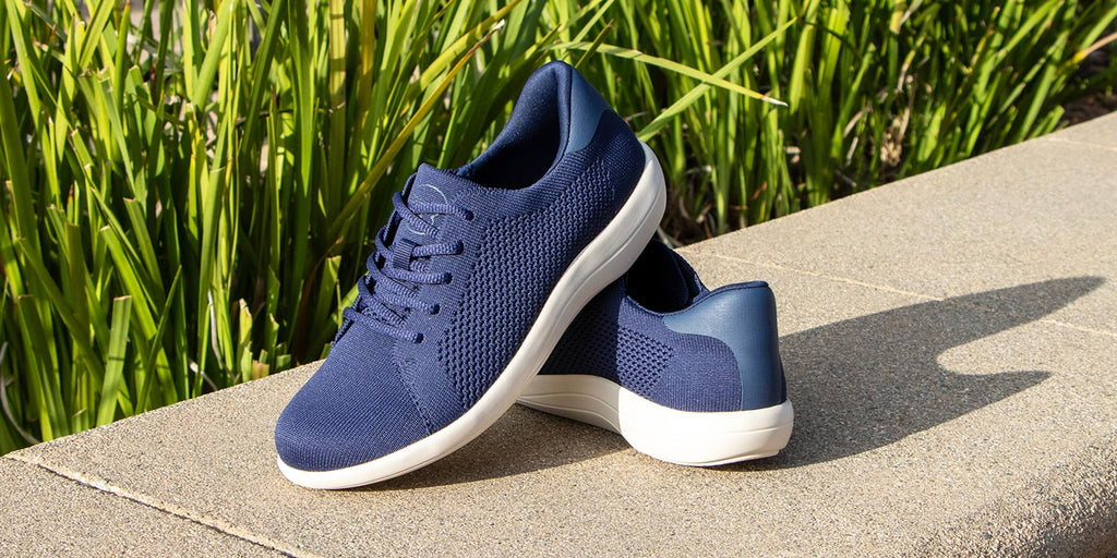 Dandie Navy lace up shoe on sport rocker outsole.