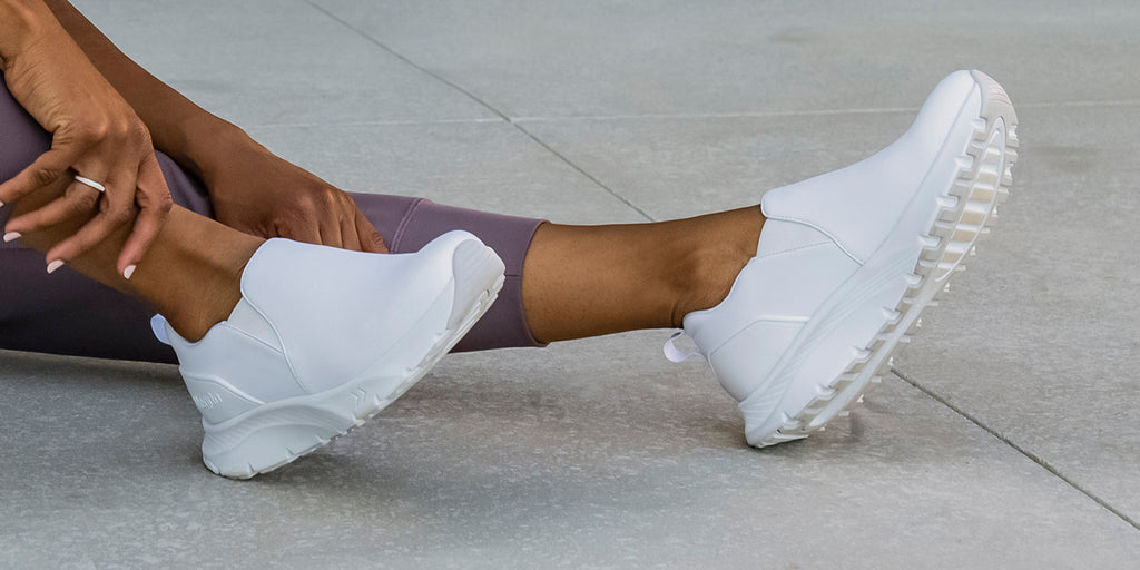 Kavalry True White leather slip on sneaker on lightweight ReBounce outsole.
