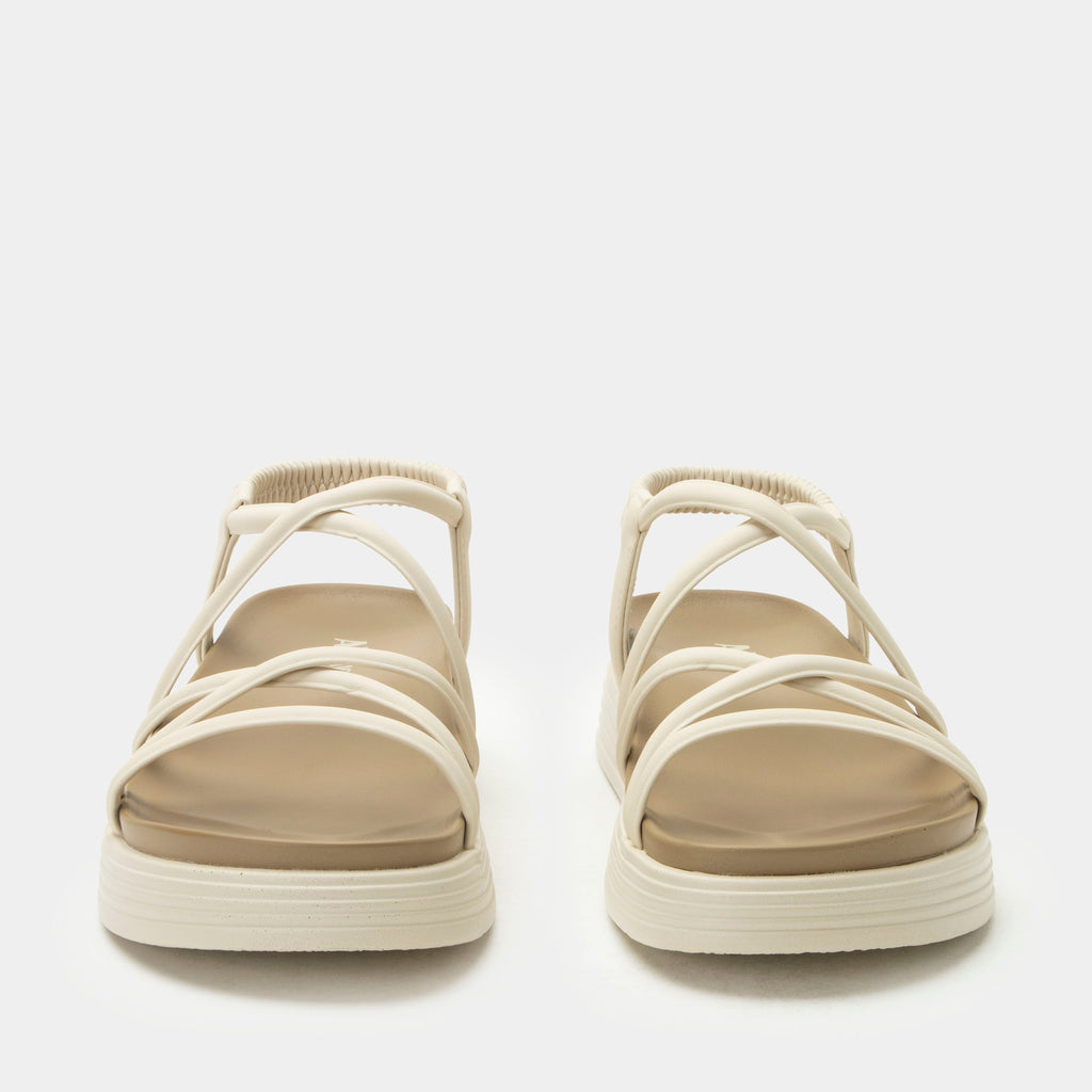 Audie Crème Brulee sandal on an Elevated sport outsole | Cream colored strappy sandal.