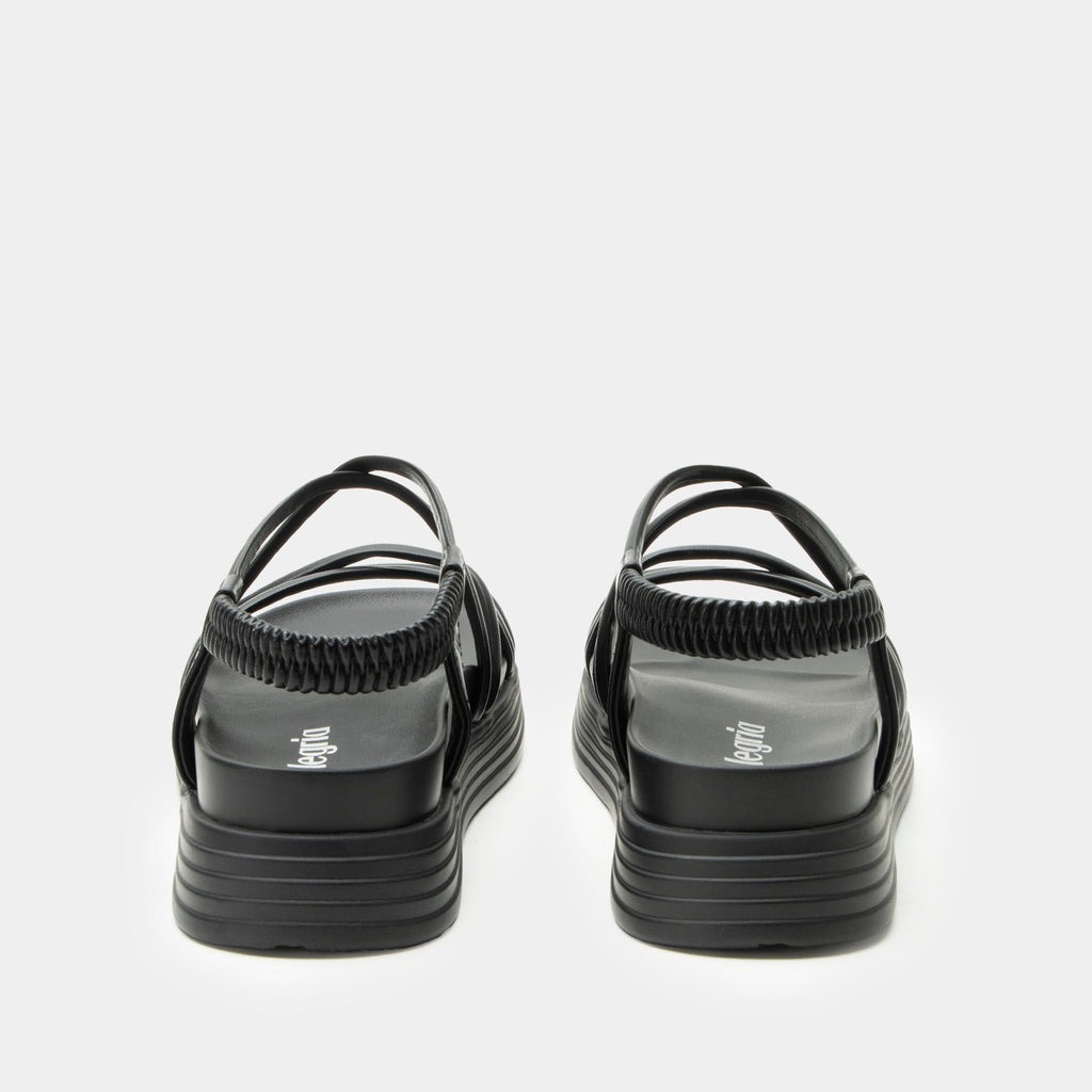 Audie Caviar sandal on an Elevated sport outsole | Black strappy sandal.