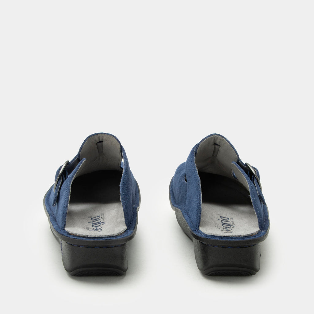 Classic Oceanic Suede open back clog on a classic rocker outsole | Clog with a Navy nubuck leather upper.