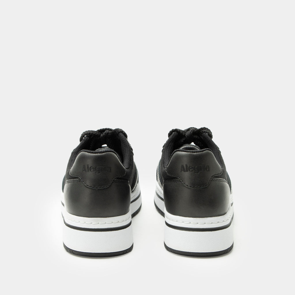 Alyster Off Black shoe on a Sportform outsole| Fashion lace up shoe with a black leather and canvas upper.