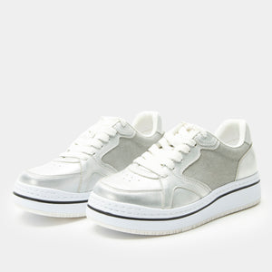 Alyster Shimmer Silver Shoe - Alegria Shoes