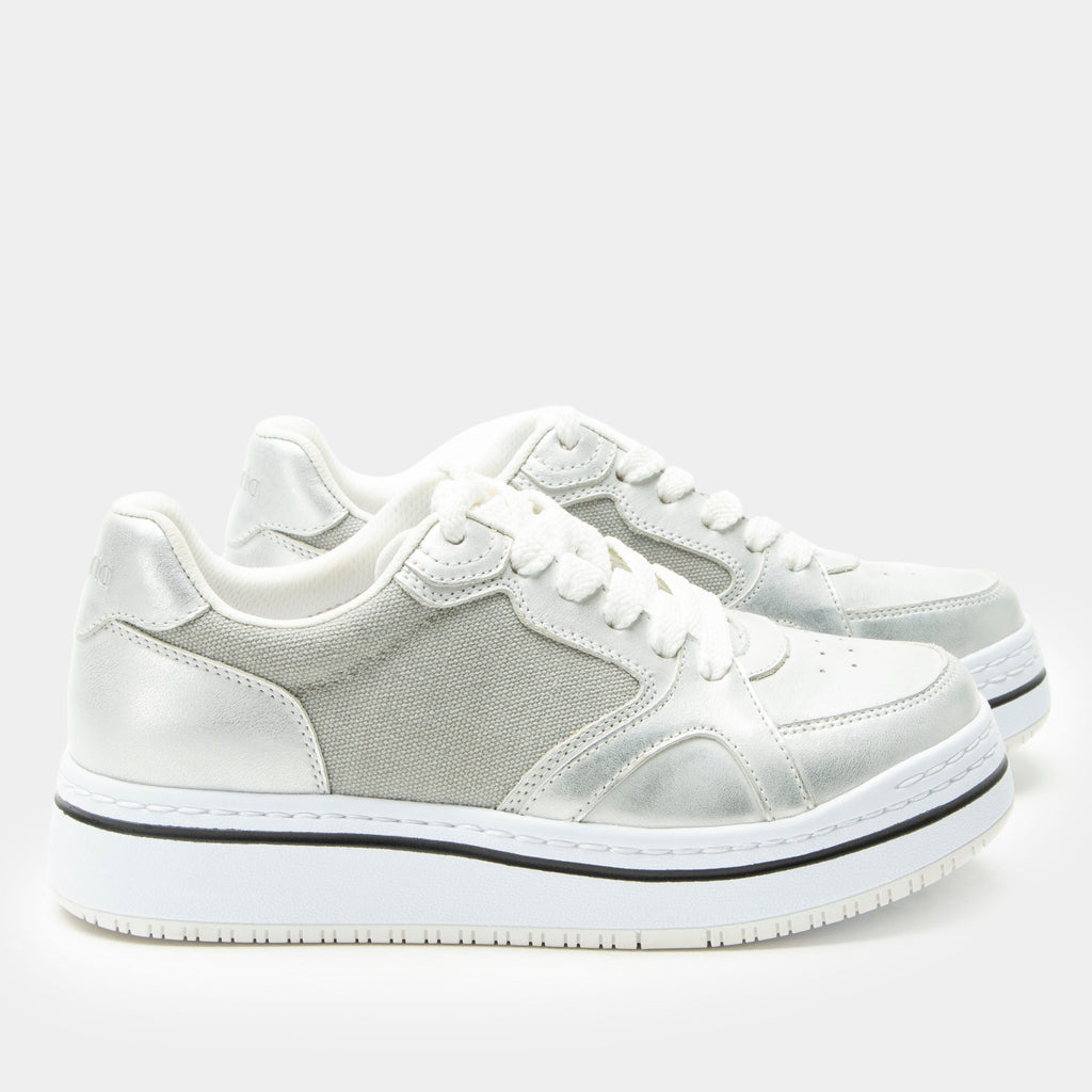 Alyster Shimmer Silver Shoe | Alegria Shoes